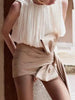 Casual Pullover O-Neck Sleeveless Zipper Spliced Loose Blouses Mssza
