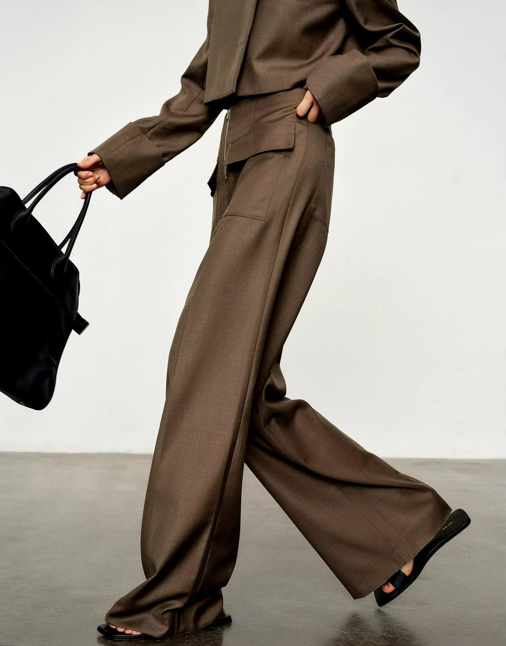 Casual Pullover Zipper Pocket Straight Pants Suit Two-piece Mssza
