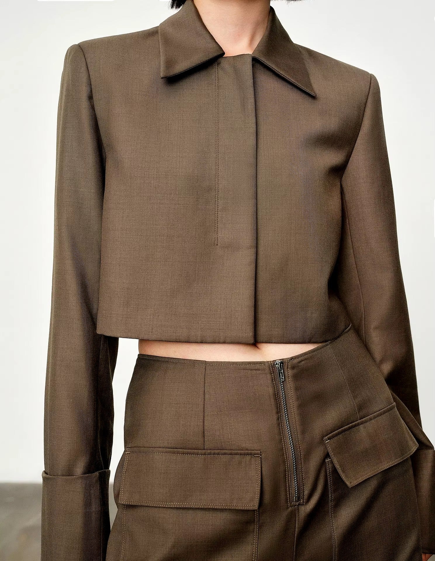 Casual Pullover Zipper Pocket Straight Pants Suit Two-piece Mssza