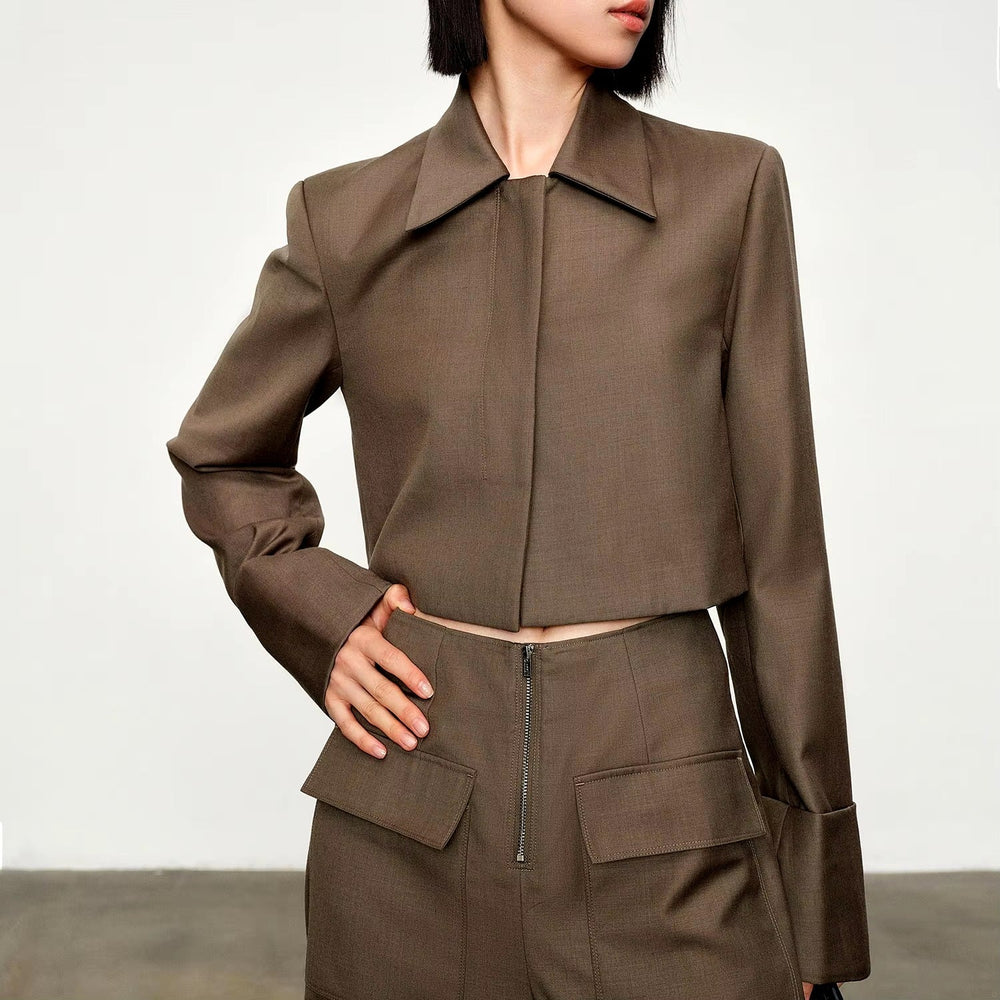Casual Pullover Zipper Pocket Straight Pants Suit Two-piece Mssza