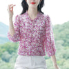 Casual Pullovers Ruffled Collar Half Sleeve Printed Chiffon Shirt Mssza