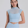 Quick-Dry Sleeveless Fixed Pad Mesh Sports Yoga T-Shirt Mssza
