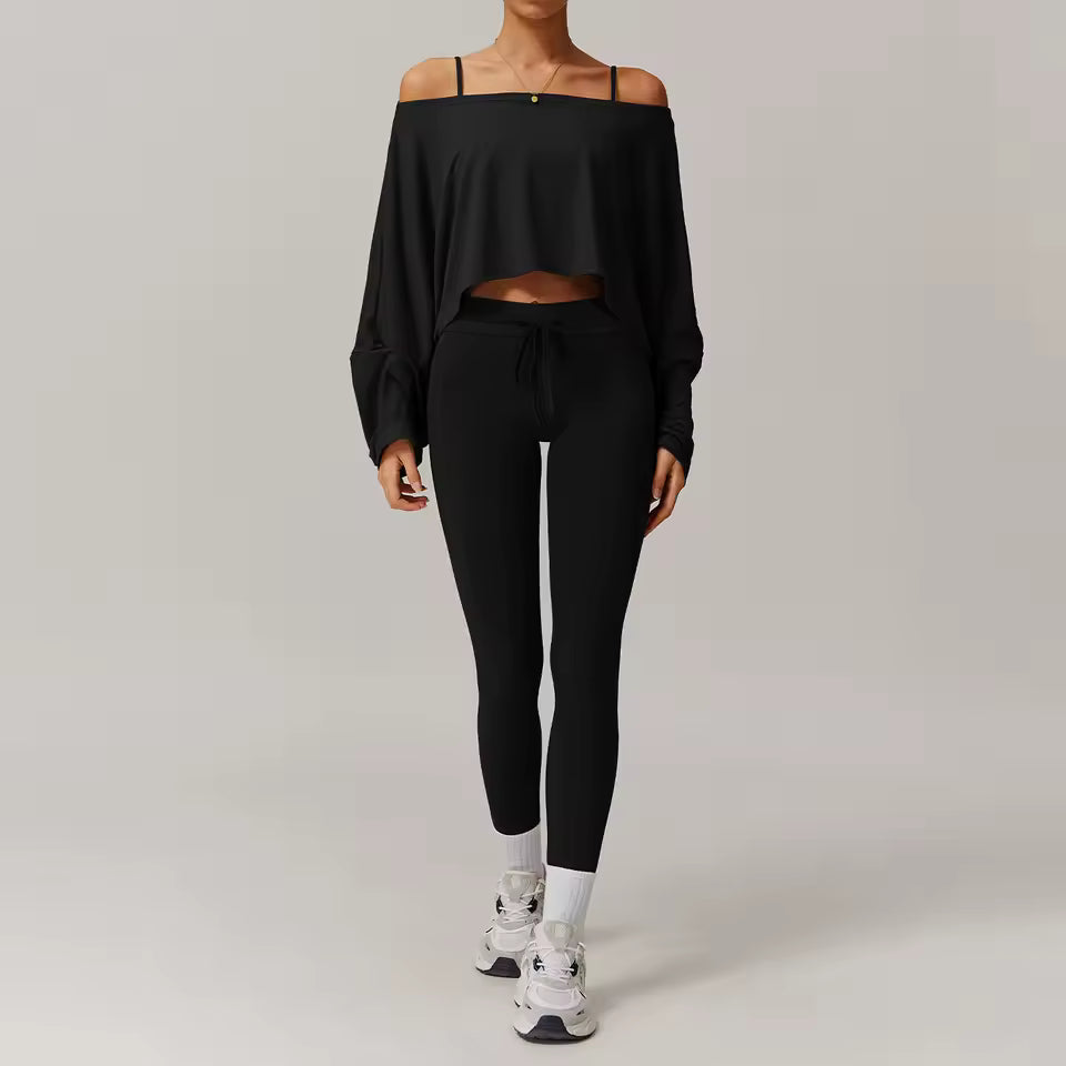 Trendy Quick-Drying Crop Top And Pant 2 Piece Sports Yoga Suit Mssza