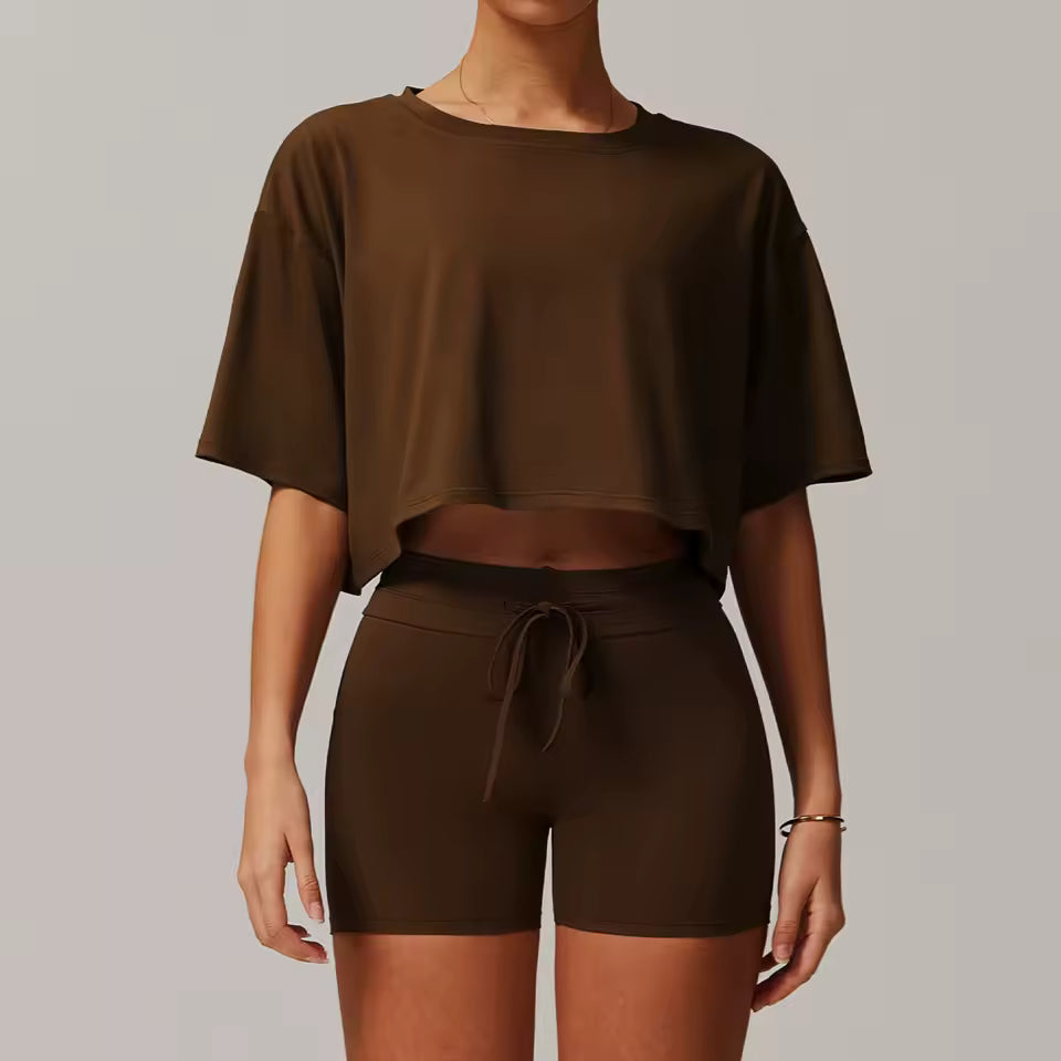 Quick-Drying Crop Top And Pant 2 Piece Sports Yoga Suit Mssza