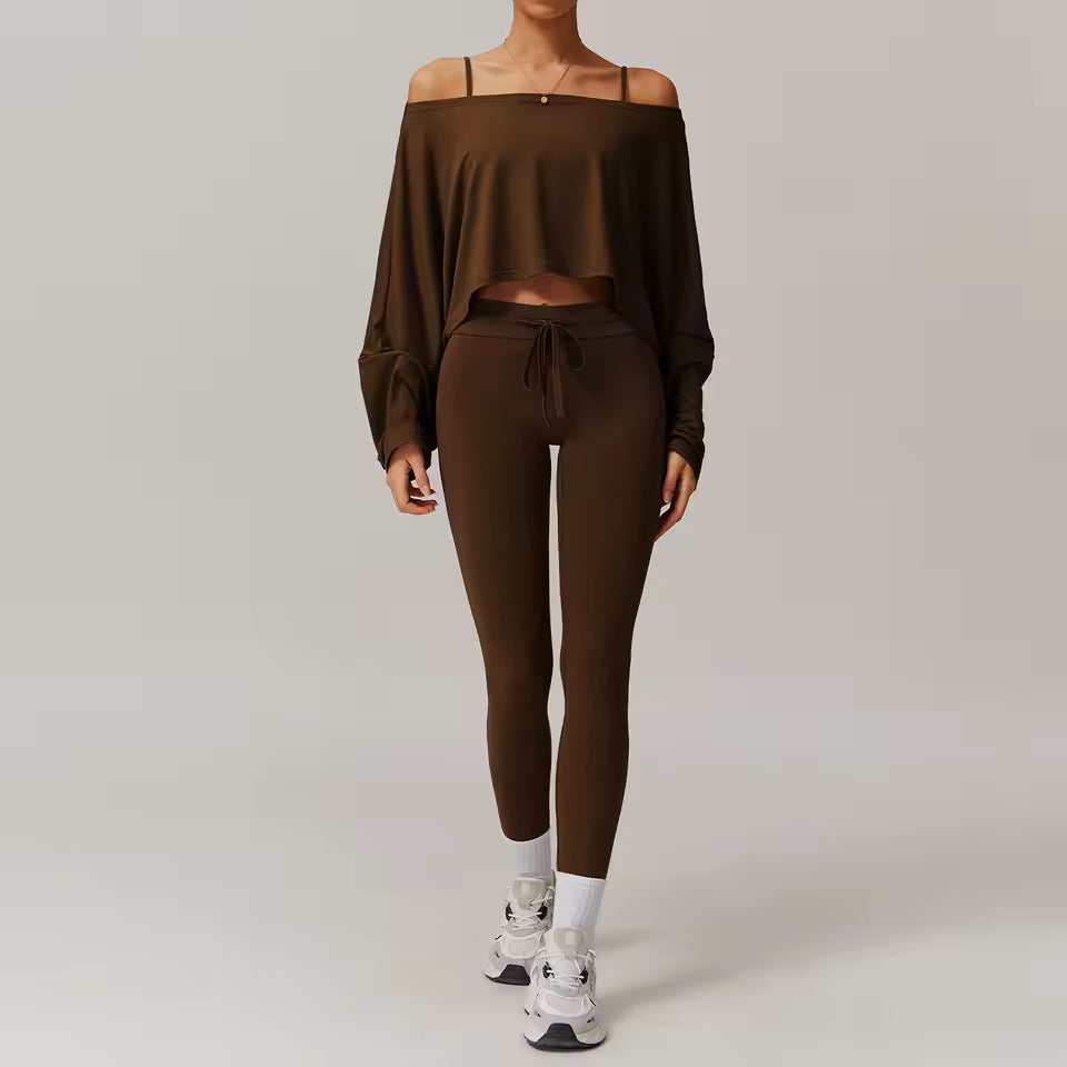 Trendy Quick-Drying Crop Top And Pant 2 Piece Sports Yoga Suit Mssza