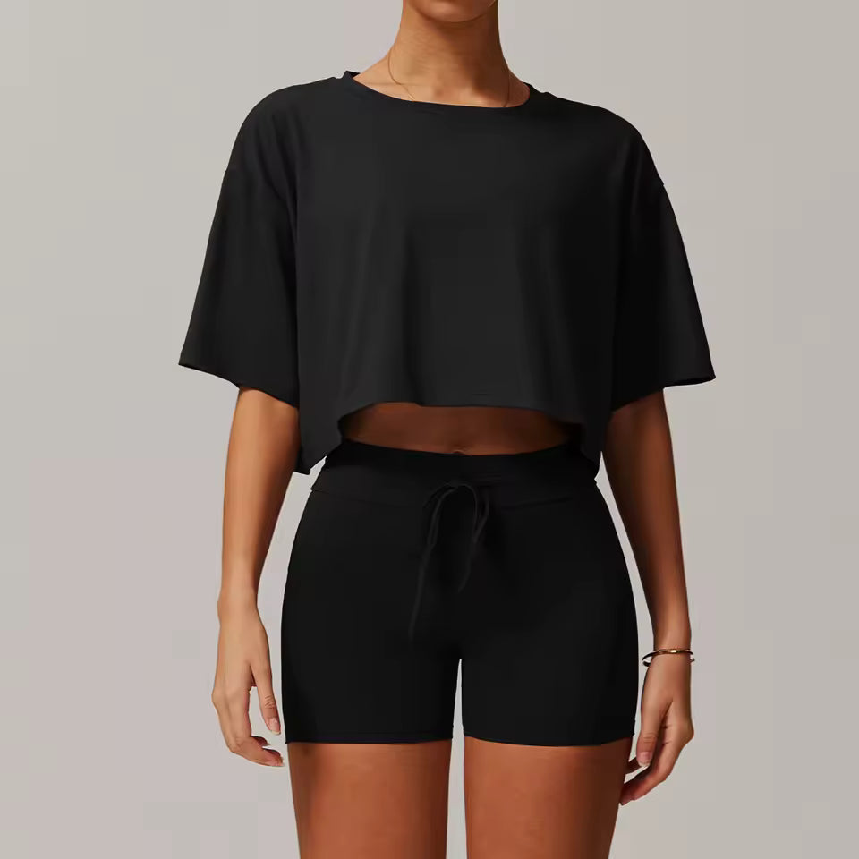 Quick-Drying Crop Top And Pant 2 Piece Sports Yoga Suit Mssza