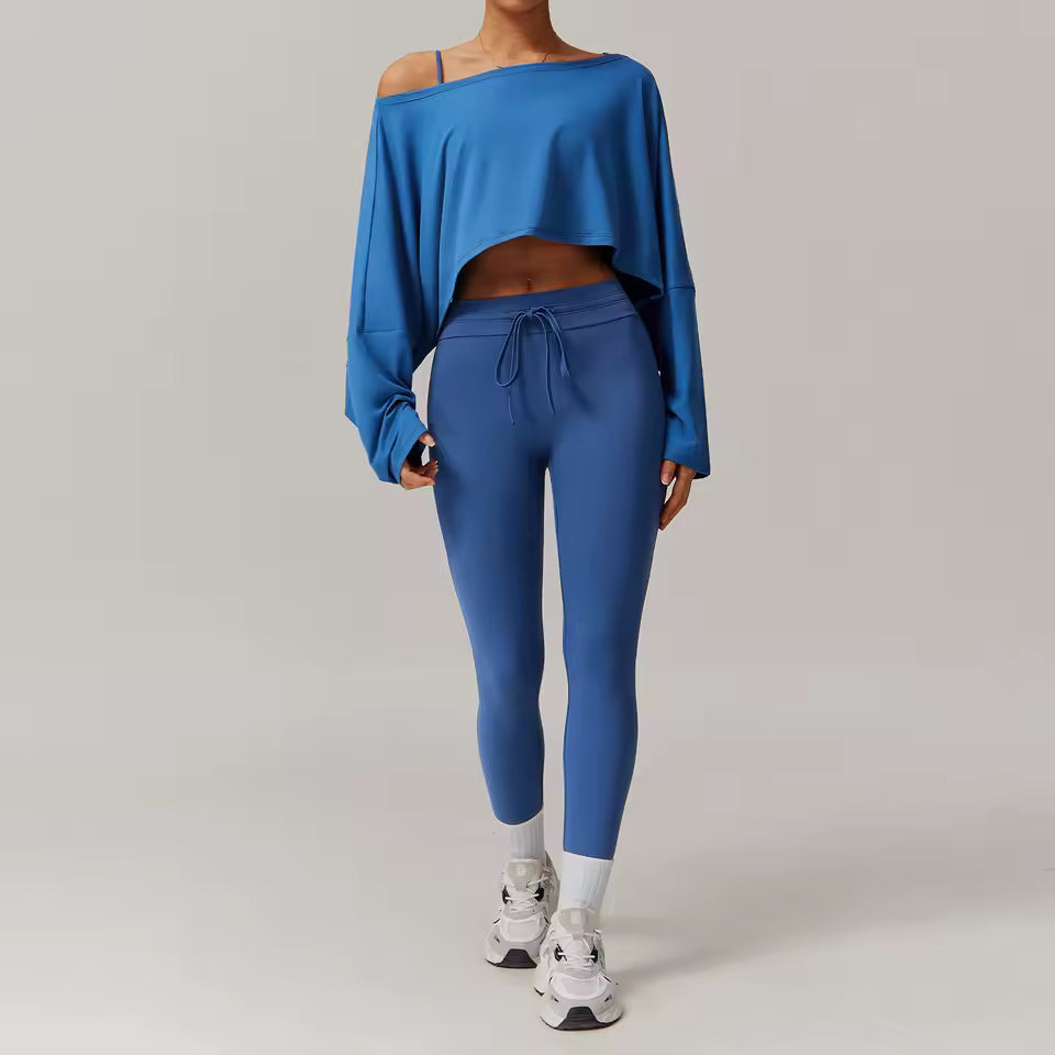 Trendy Quick-Drying Crop Top And Pant 2 Piece Sports Yoga Suit Mssza