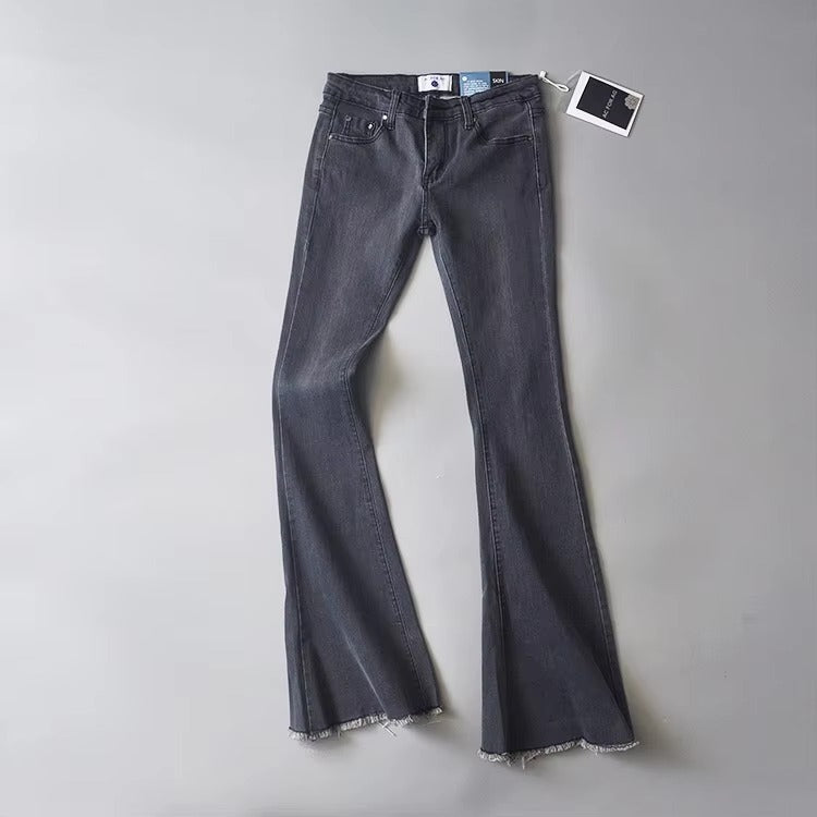 Casual Raised Bell Bottoms Zipper Fly Button Pants Mssza