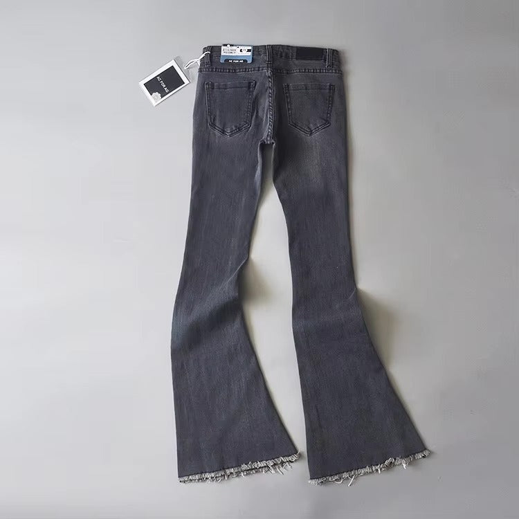 Casual Raised Bell Bottoms Zipper Fly Button Pants Mssza