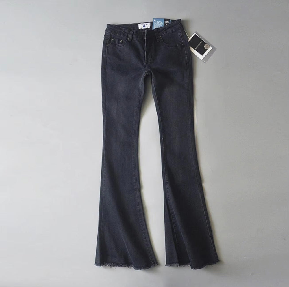 Casual Raised Bell Bottoms Zipper Fly Button Pants Mssza