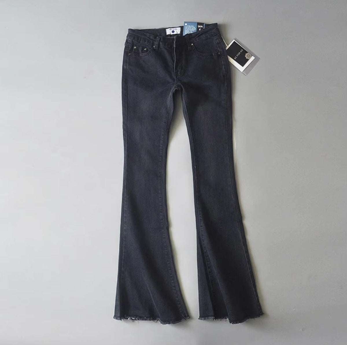 Casual Raised Bell Bottoms Zipper Fly Button Pants Mssza
