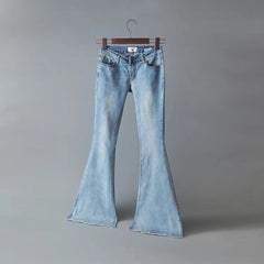 Casual Raised Bell Bottoms Zipper Fly Button Pants Mssza