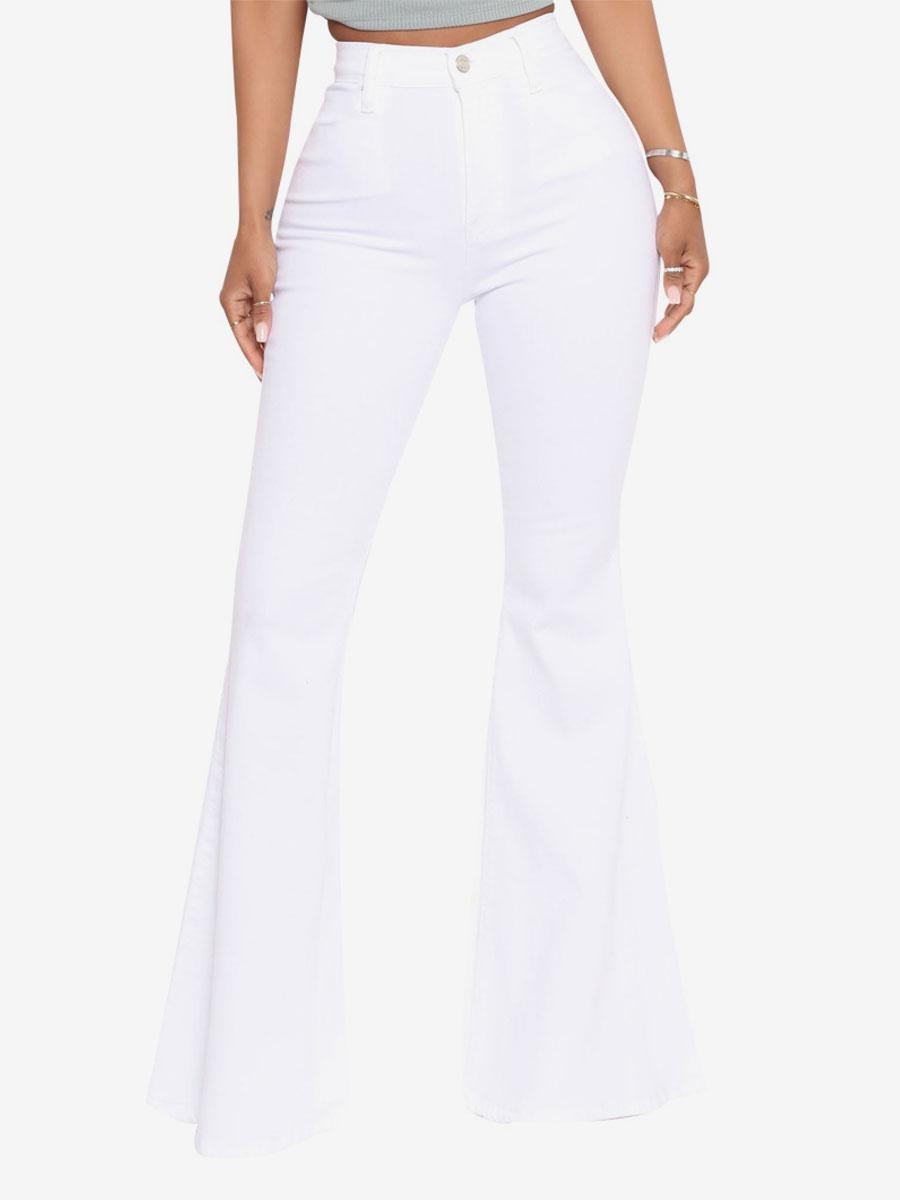 Casual Raw Edge High Rise Bell Bottoms Flare Jeans Mssza