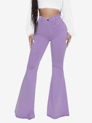 Casual Raw Edge High Rise Bell Bottoms Flare Jeans Mssza
