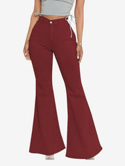 Casual Raw Edge High Rise Bell Bottoms Flare Jeans Mssza