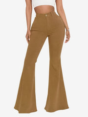 Casual Raw Edge High Rise Bell Bottoms Flare Jeans Mssza