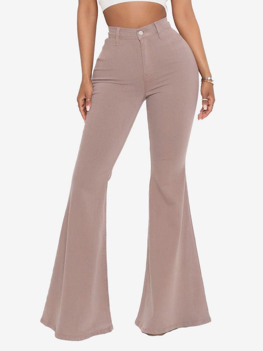 Casual Raw Edge High Rise Bell Bottoms Flare Jeans Mssza
