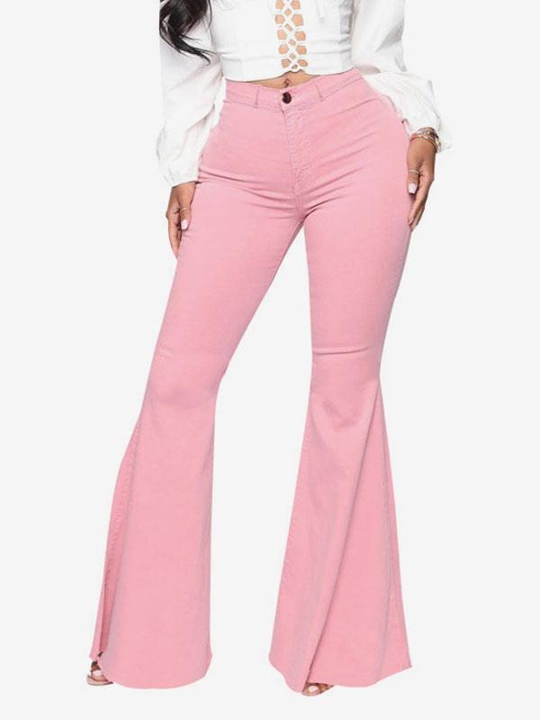 Casual Raw Edge High Rise Bell Bottoms Flare Jeans Mssza