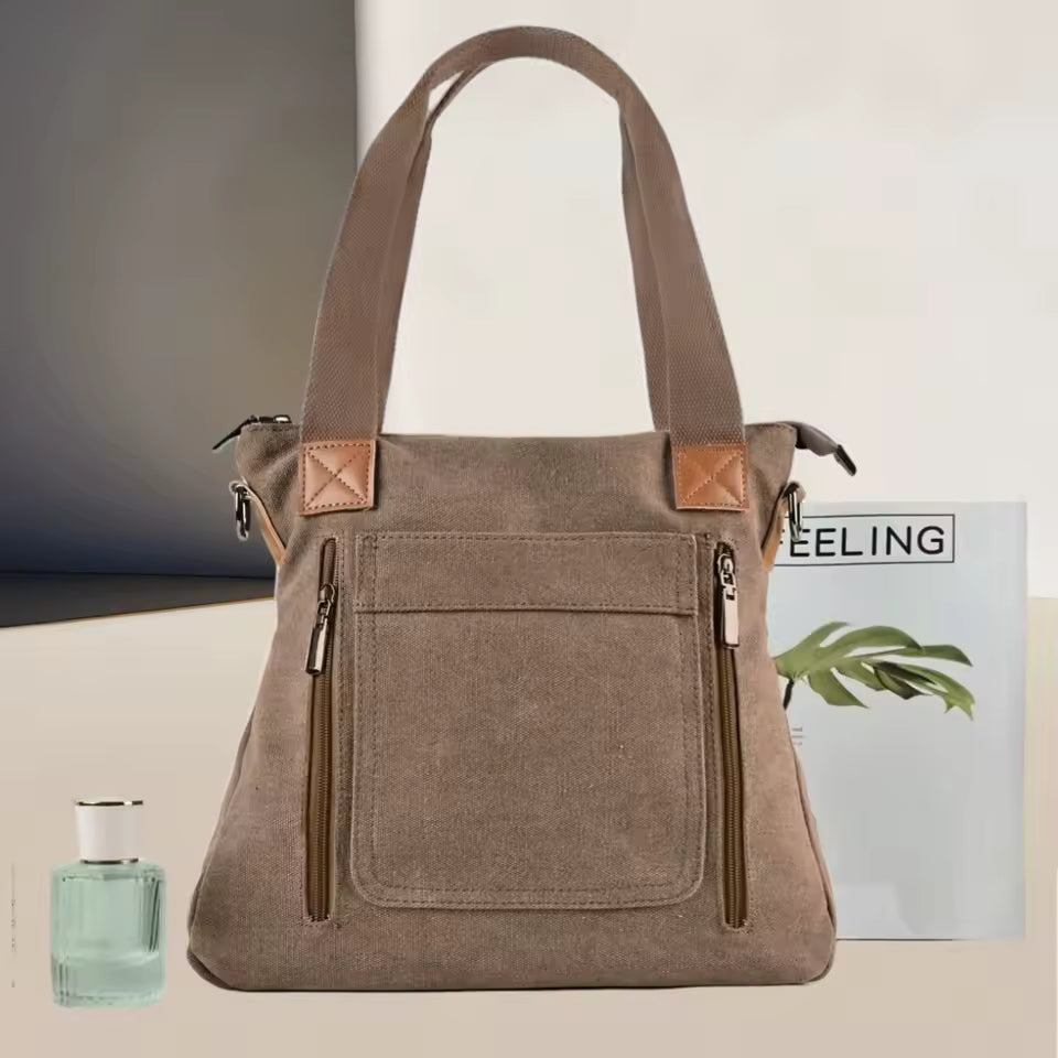 Casual Retro Campus Canvas Bulk Capacity Practicality Detachable Shoulder Strap Tote Bag Mssza