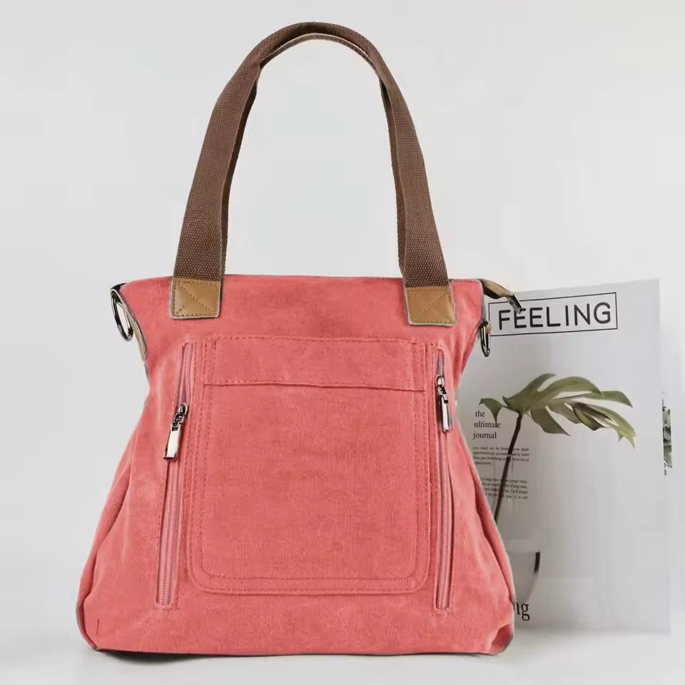 Casual Retro Campus Canvas Bulk Capacity Practicality Detachable Shoulder Strap Tote Bag Mssza