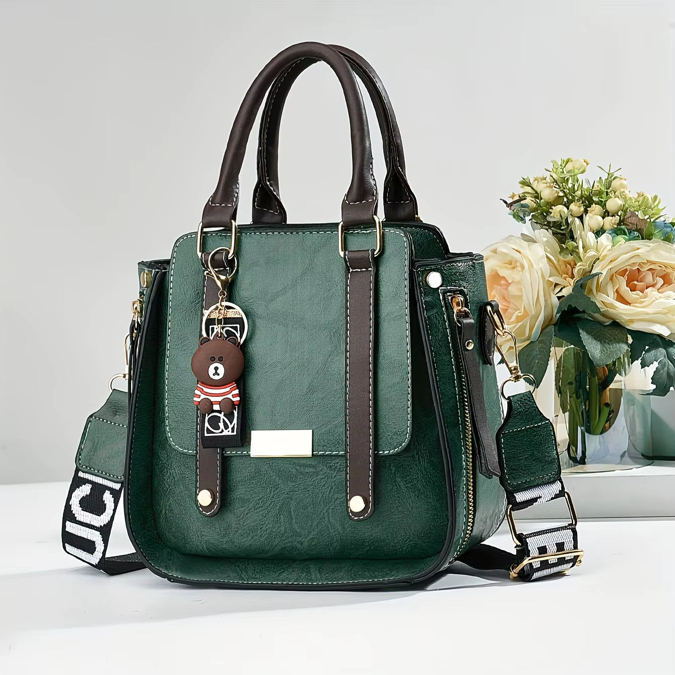 Casual Retro PU Leather Color Contrast Crossbody Simple Square Mini Bag Mssza