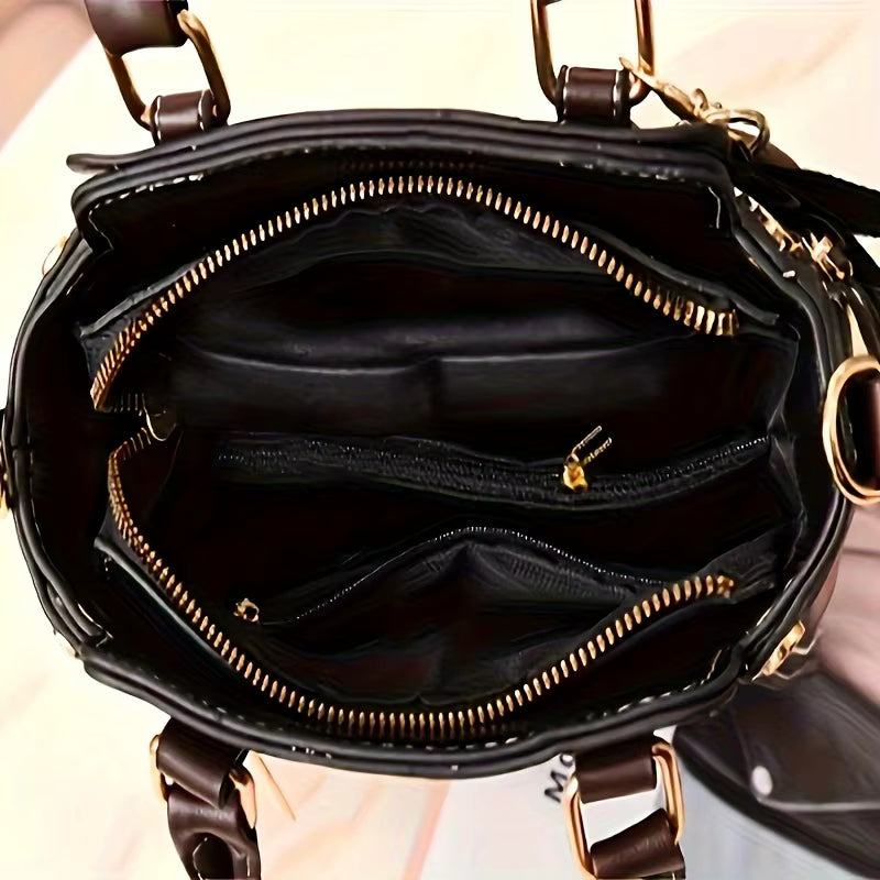 Casual Retro PU Leather Color Contrast Crossbody Simple Square Mini Bag Mssza