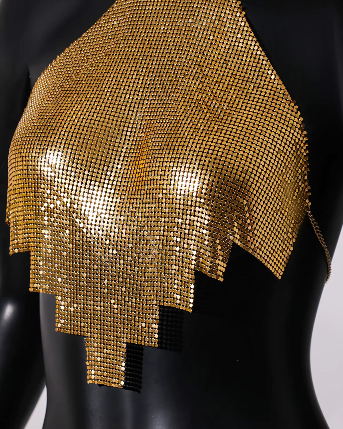Casual Rhinestone Backless Halter Neck Metal Sequins Tank Tops Mssza
