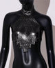Casual Rhinestone Backless Halter Neck Metal Sequins Tank Tops Mssza
