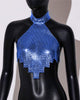 Casual Rhinestone Backless Halter Neck Metal Sequins Tank Tops Mssza