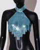 Casual Rhinestone Backless Halter Neck Metal Sequins Tank Tops Mssza