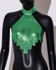 Casual Rhinestone Backless Halter Neck Metal Sequins Tank Tops Mssza