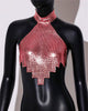 Casual Rhinestone Backless Halter Neck Metal Sequins Tank Tops Mssza
