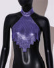 Casual Rhinestone Backless Halter Neck Metal Sequins Tank Tops Mssza