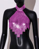 Casual Rhinestone Backless Halter Neck Metal Sequins Tank Tops Mssza