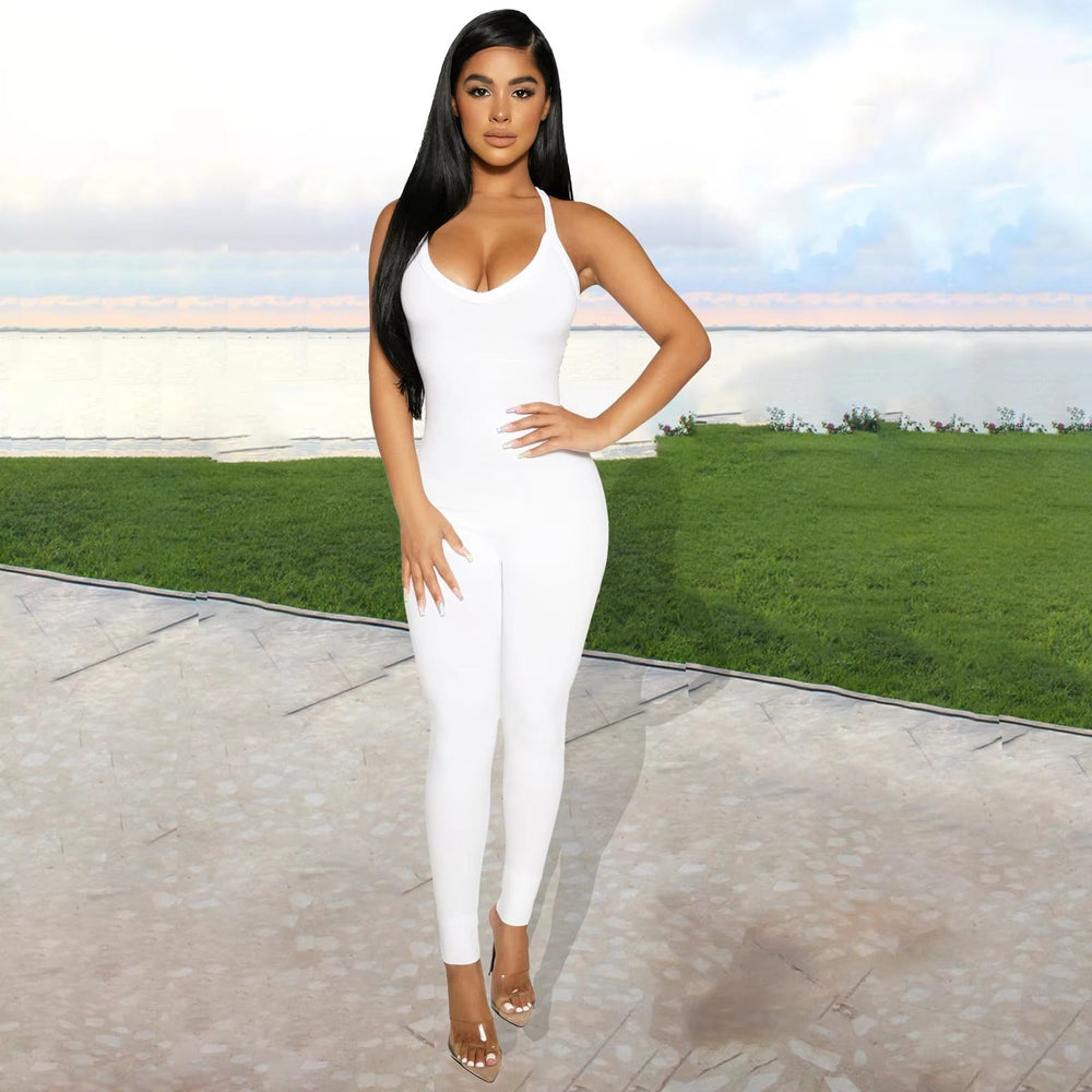 Casual Ribbed Backless Rompers Jumpsuit One Piece Outfits Mssza