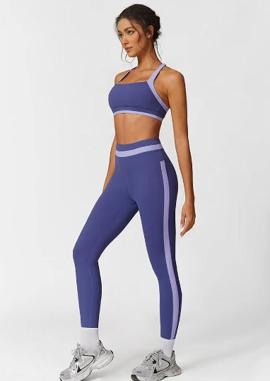 Casual Ribbed Sports Suits Bra And High Waist Leggings 2 Pieces Set Mssza
