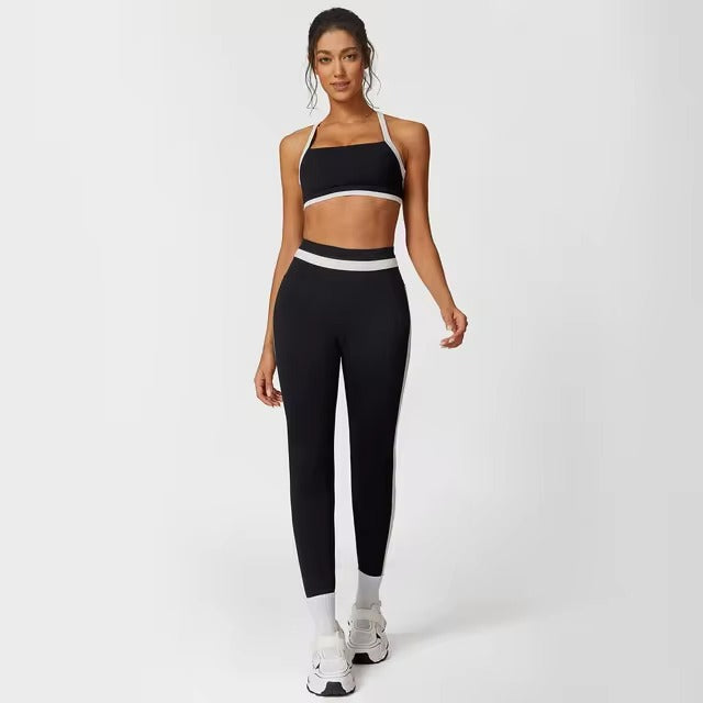 Casual Ribbed Sports Suits Bra And High Waist Leggings 2 Pieces Set Mssza