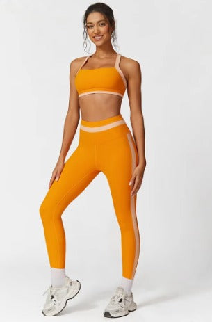 Casual Ribbed Sports Suits Bra And High Waist Leggings 2 Pieces Set Mssza