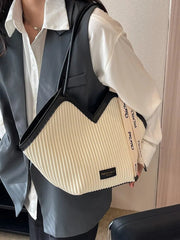 Casual Ribbons All-match Canvas Commuter Versatile Shoulder Student Tote Bag Mssza