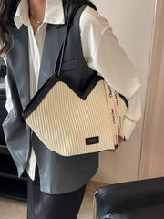 Casual Ribbons All-match Canvas Commuter Versatile Shoulder Student Tote Bag Mssza
