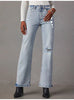 Casual Ripped High Waisted Loose With Pockets Flared Jeans Mssza