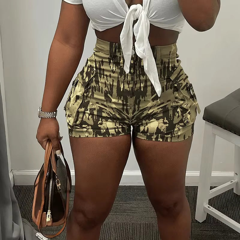 Casual Rise Elastic Waist Streetwear 2 Side Pockets Comfy Trendy Shorts Mssza