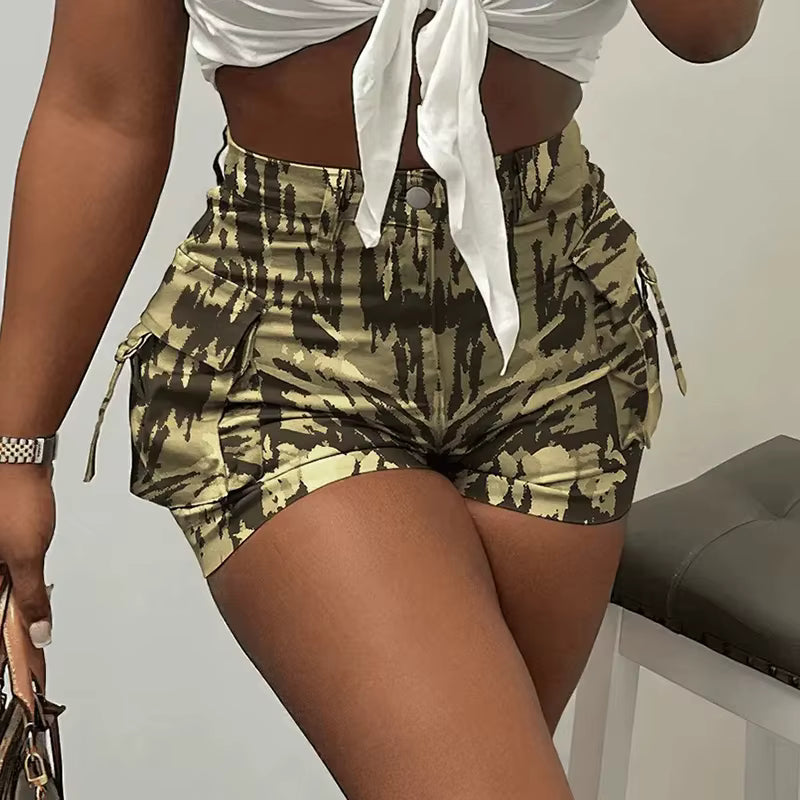 Casual Rise Elastic Waist Streetwear 2 Side Pockets Comfy Trendy Shorts Mssza