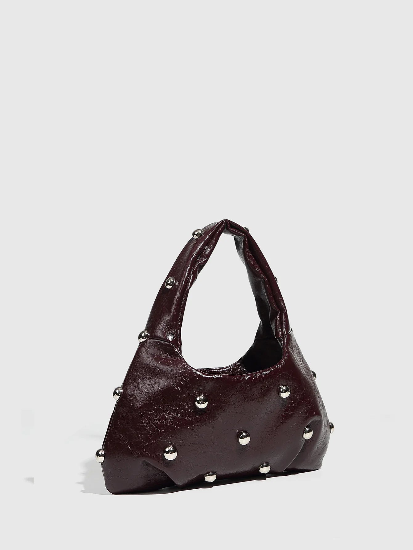 Casual Rivet Soft PU Leather Designer Hobos Half Moon Underarm Bags Mssza