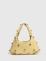 Casual Rivet Soft PU Leather Designer Hobos Half Moon Underarm Bags Mssza
