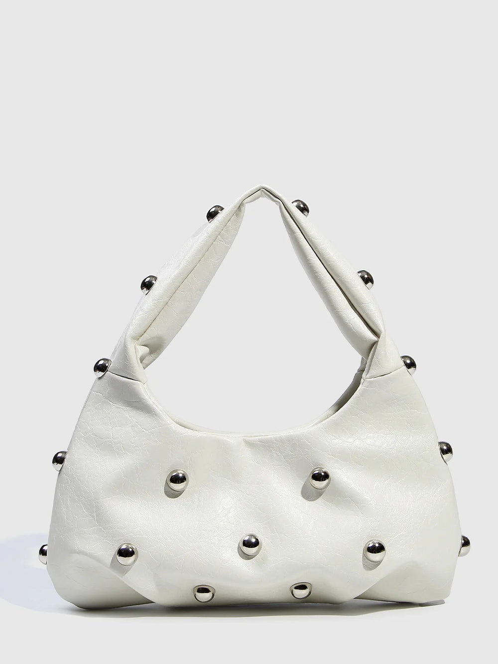 Casual Rivet Soft PU Leather Designer Hobos Half Moon Underarm Bags Mssza