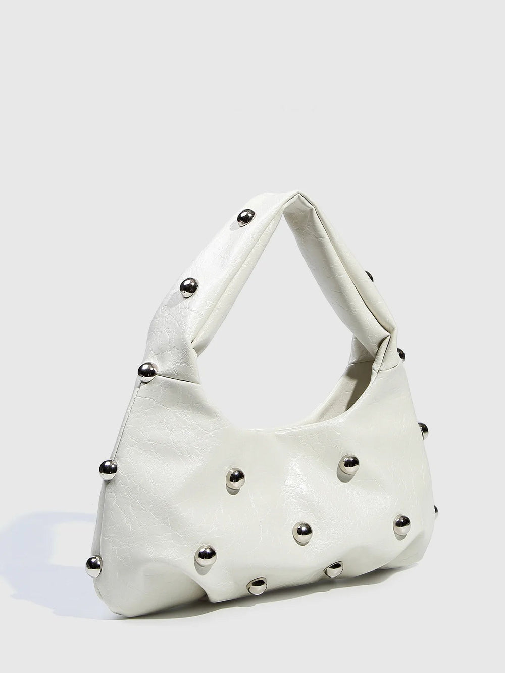 Casual Rivet Soft PU Leather Designer Hobos Half Moon Underarm Bags Mssza