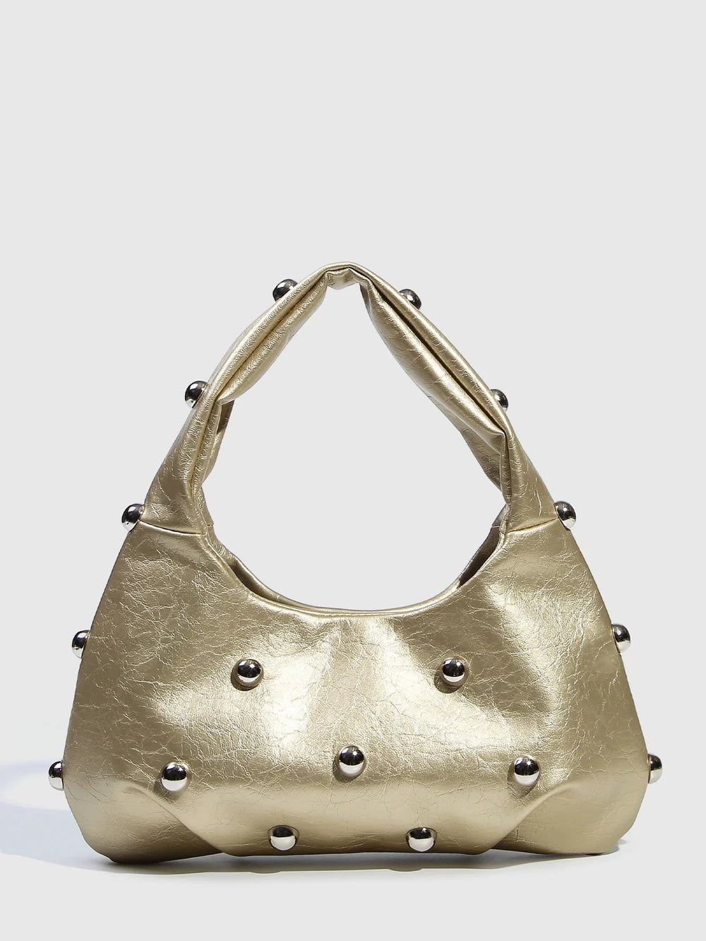 Casual Rivet Soft PU Leather Designer Hobos Half Moon Underarm Bags Mssza