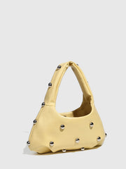 Casual Rivet Soft PU Leather Designer Hobos Half Moon Underarm Bags Mssza