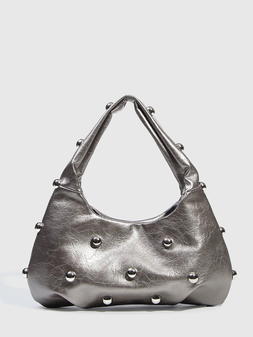 Casual Rivet Soft PU Leather Designer Hobos Half Moon Underarm Bags Mssza